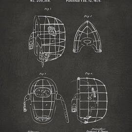 1878 Baseball Catchers Mask Patent - Gray by Nikki Marie Smith