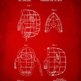1878 Baseball Catchers Mask Patent - Red by Nikki Marie Smith