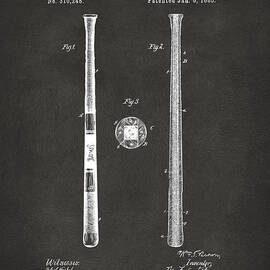 1885 Baseball Bat Patent Artwork - Gray by Nikki Marie Smith