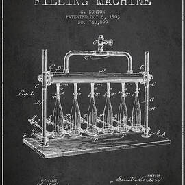 1903 Bottle Filling Machine patent - charcoal by Aged Pixel