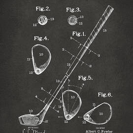 1910 Golf Club Patent Artwork - Gray by Nikki Marie Smith