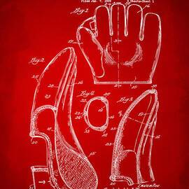 1941 Baseball Glove Patent - Red by Nikki Marie Smith