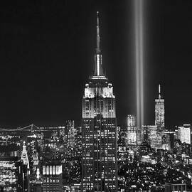 New York City Tribute in Lights Empire State Building Manhattan at Night NYC by Jon Holiday