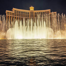 The Fountains of Bellagio at night in Las Vegas by Miroslav Liska