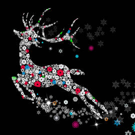 Reindeer design by snowflakes by Setsiri Silapasuwanchai