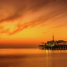 Sunset from Santa Monica Pier in Los Angeles by Miroslav Liska