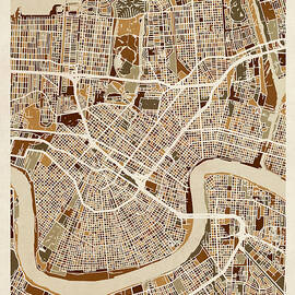 New Orleans Street Map by Michael Tompsett