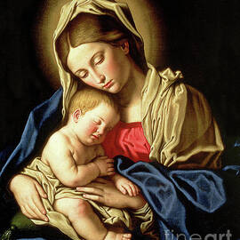 Madonna and Child by Il Sassoferrato Painting by Il Sassoferrato