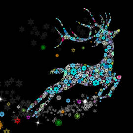 Reindeer design by snowflakes by Setsiri Silapasuwanchai