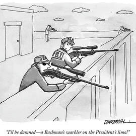 A Bachmans warbler on the Presidents limo by Covert C Darbyshire