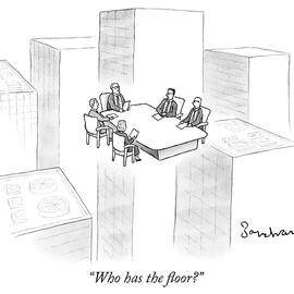 A Conference Table Of Businessmen And Women Float by David Borchart