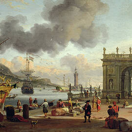 A Mediterranean Harbour Scene   by Abraham Storck