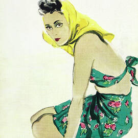 A Vogue Cover Of A Woman Wearing A Bathing Suit by Carl Oscar August Erickson