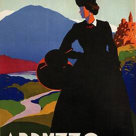 Abruzzo, Italy - Girl in Black Gown - Retro travel Poster - Vintage Poster by Studio Grafiikka