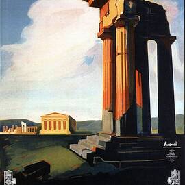 Agrigento, Sicily, Italy - Retro travel Poster - Vintage Poster by Studio Grafiikka