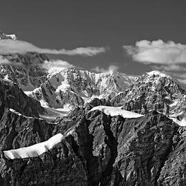 Alaska Mountain Range Black and White by Waterdancer 