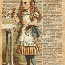 Alice in Wonderland Drink Me Vintage Dictionary Art Illustration by Anna W