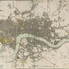 Antique Map of London - Old Cartographic maps - London in Miniature, 1807 by Edward Mogg by Studio Grafiikka