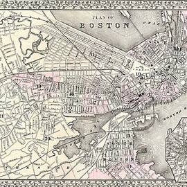 Antique Maps - Old Cartographic maps - Antique Map of Boston Massachusetts, 1879 by Studio Grafiikka