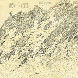 Antique Maps - Old Cartographic maps - Antique Map of Casco Bay, Maine, 1870 by Studio Grafiikka
