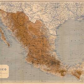 Antique Maps - Old Cartographic maps - Antique Map of Mexico, 1919 by Studio Grafiikka