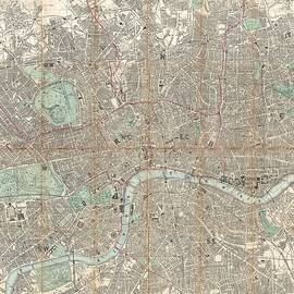 Antique Maps - Old Cartographic maps - Antique Pocket Map of London, England, 1890 by Studio Grafiikka
