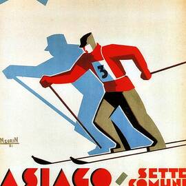 Asiago, Italy Ski Poster - Winter Sports - Retro travel Poster - Vintage Poster by Studio Grafiikka