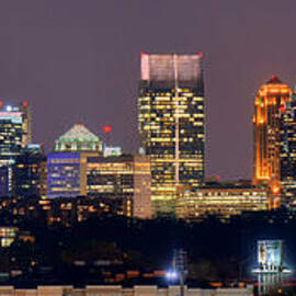 Atlanta Skyline at Night Downtown Midtown Color Panorama by Jon Holiday