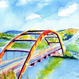 Austin Texas 360 Bridge Watercolor by Carlin Blahnik CarlinArtWatercolor