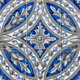 Azulejo - Blue Floral Decoration  by AM FineArtPrints