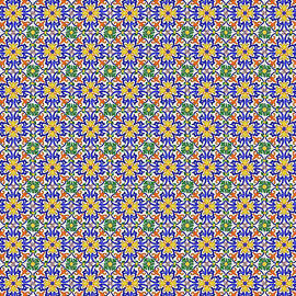 Azulejo Floral Pattern - 10 by AM FineArtPrints