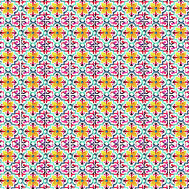Azulejo Floral Pattern - 21 by AM FineArtPrints