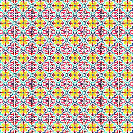 Azulejo Floral Pattern - 25 by AM FineArtPrints