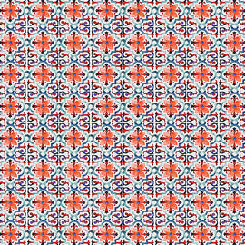 Azulejo Floral Pattern - 30 by AM FineArtPrints