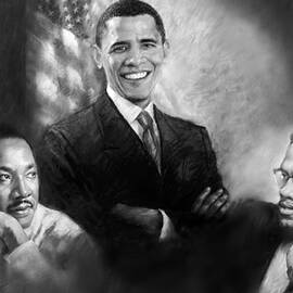 Barack Obama Martin Luther King Jr and Malcolm X by Ylli Haruni