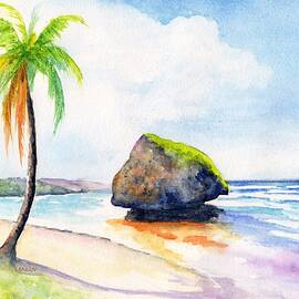 Barbados Bathsheba Beach Watercolor by Carlin Blahnik CarlinArtWatercolor