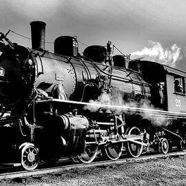 Black and white of an old steam engine  by Jeff Swan