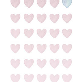 Blush pink and blue pastel Watercolor Hearts. by Aga and Artur Szafranscy
