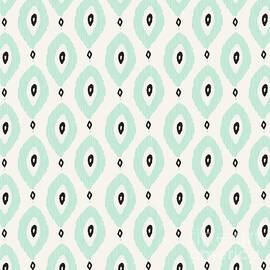 Bohemian Ikat - Dark gray, light blue and cream pattern by Allyson Johnson