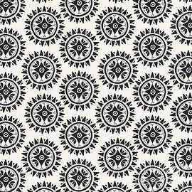 Bohemian Medallions - Dark gray and cream Pattern by Allyson Johnson