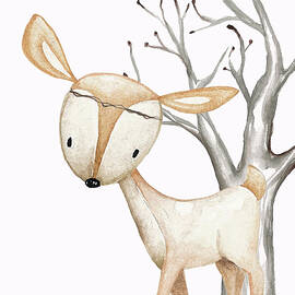 Boho Woodland Baby Nursery Deer Twine Watercolor by Pink Forest Cafe