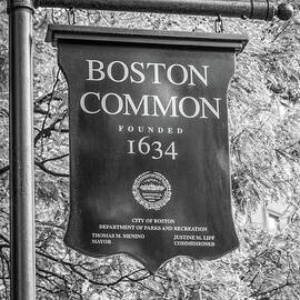 Boston Common Sign Black and White Photo by Paul Velgos