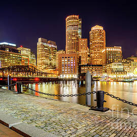 Boston Skyline at Night and Harborwalk Picture by Paul Velgos