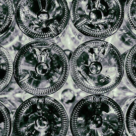 Bottoms Up Wine Bottles in Black and White Pattern by Georgia Clare