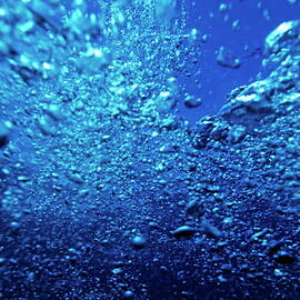 Bubbles in water floating towards surface by Sami Sarkis Photography