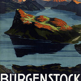 Burgenstock - Lake Lucerne - Switzerland - Retro Poster - Vintage Travel Advertising Poster by Studio Grafiikka