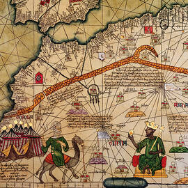 Catalan Map of Europe and North Africa Charles V of France in 1381  by Abraham Cresques