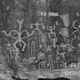 Chaco Canyon Petroglyphs Black And White by Adam Jewell