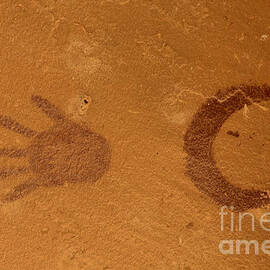 Chaco Culture Supernova Hand And Moon Petroglyph by Adam Jewell