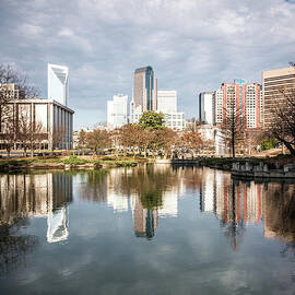 Charlotte Skyline Reflection on Marshall Park Pond by Paul Velgos